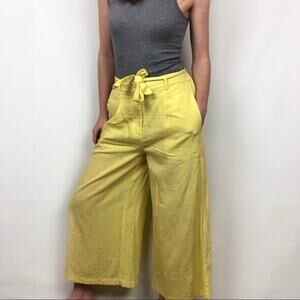 Revolve Lost + Wander Yellow Wide Leg Paper Bag Crop  Palazzo Pants Medium NWT